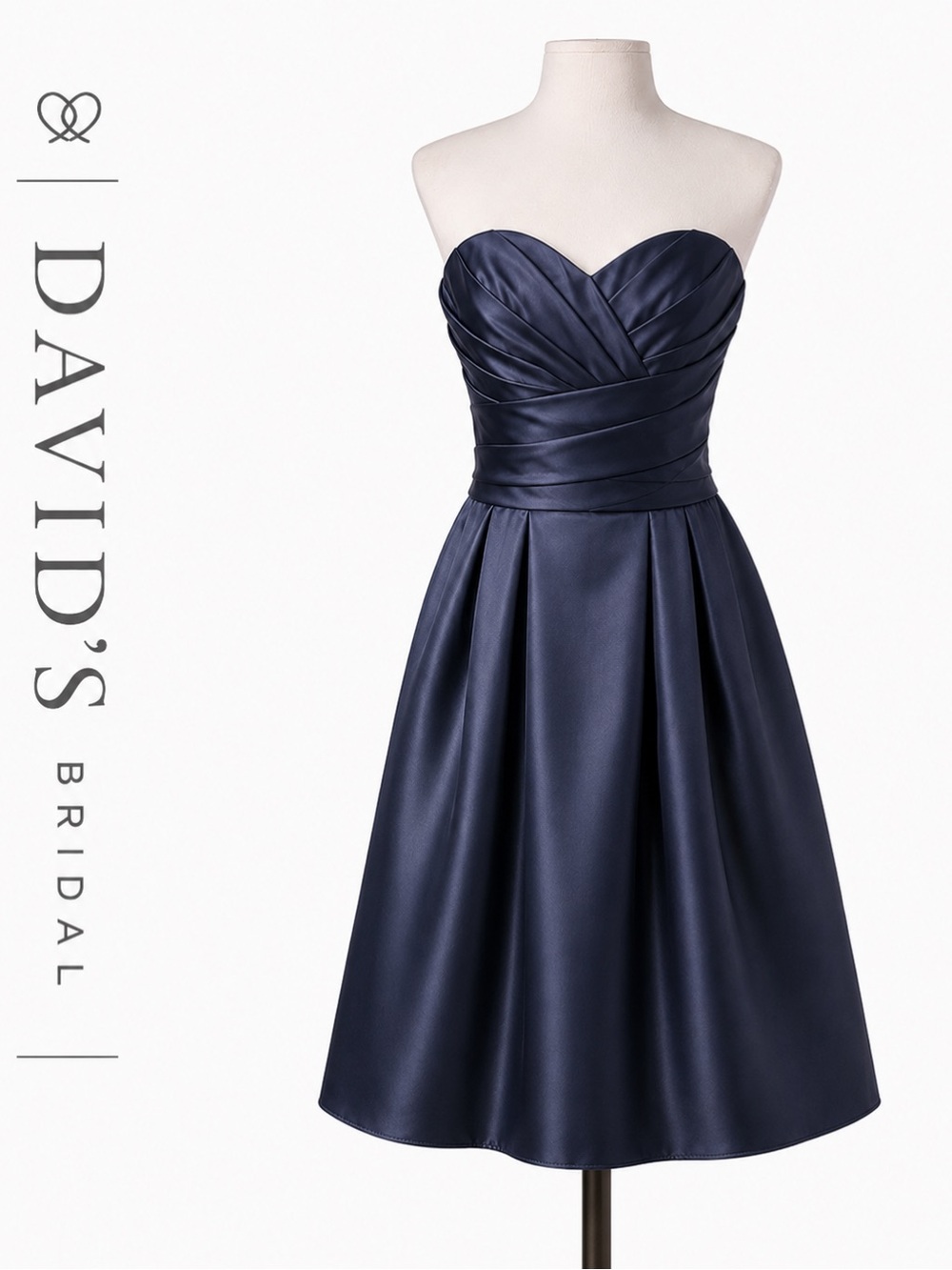 David's Bridal Midnight Blue Strapless Midi Dress